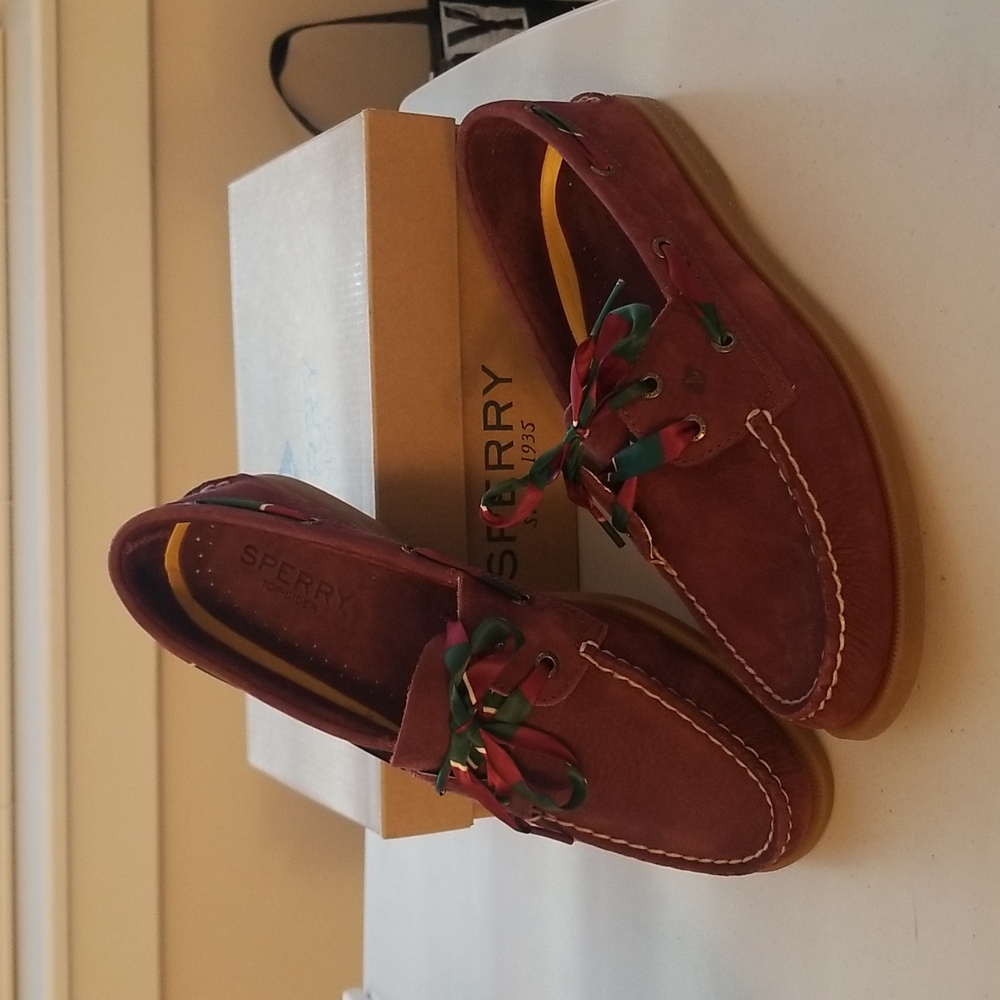 New Sperry A/O 2-EYE PRP TI LC Burgundy Sz 9 M